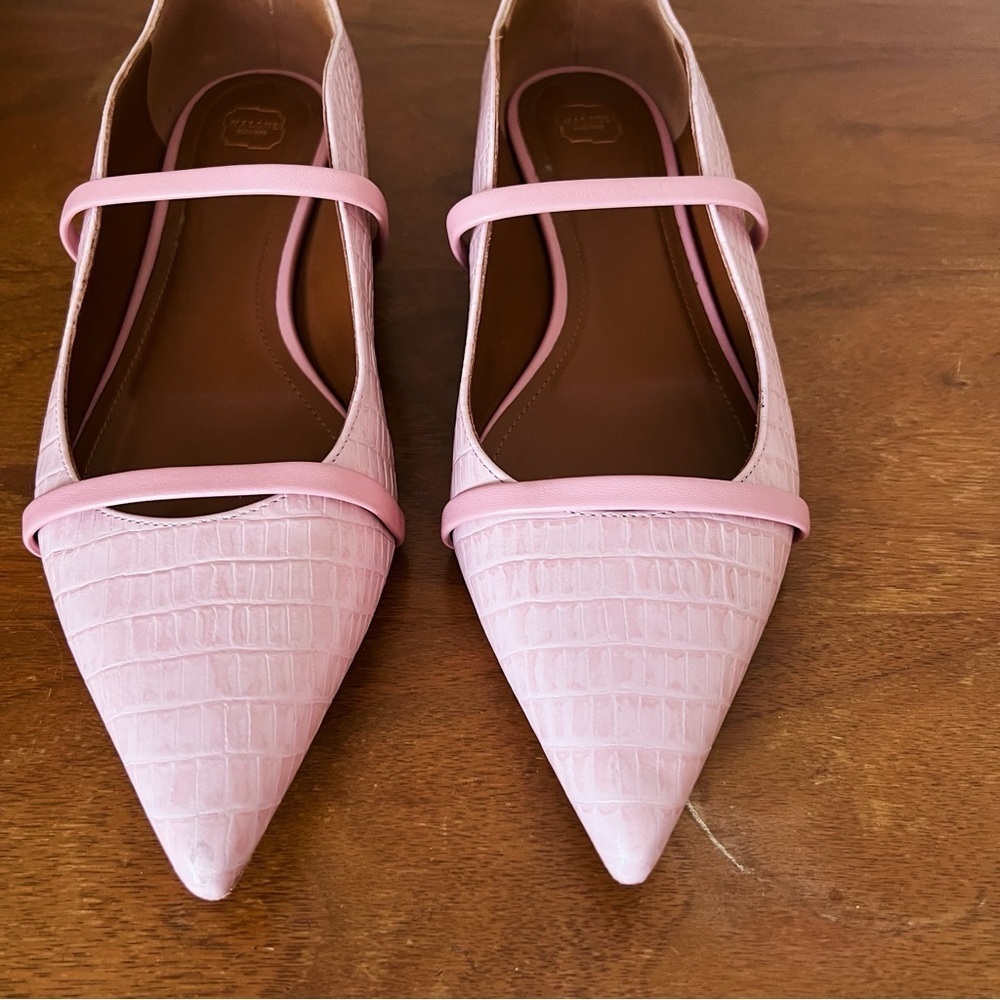 Malone Souliers • Maureen Leather Ballet Flat pink croc embossed leather strappy - Picture 5 of 13